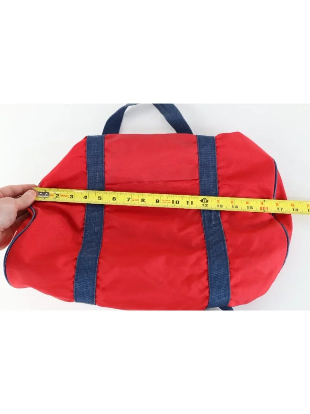 Vintage 70s 80s Lee Dungarees Spell Out Box Logo Handled Duffel Bag Carry On Red